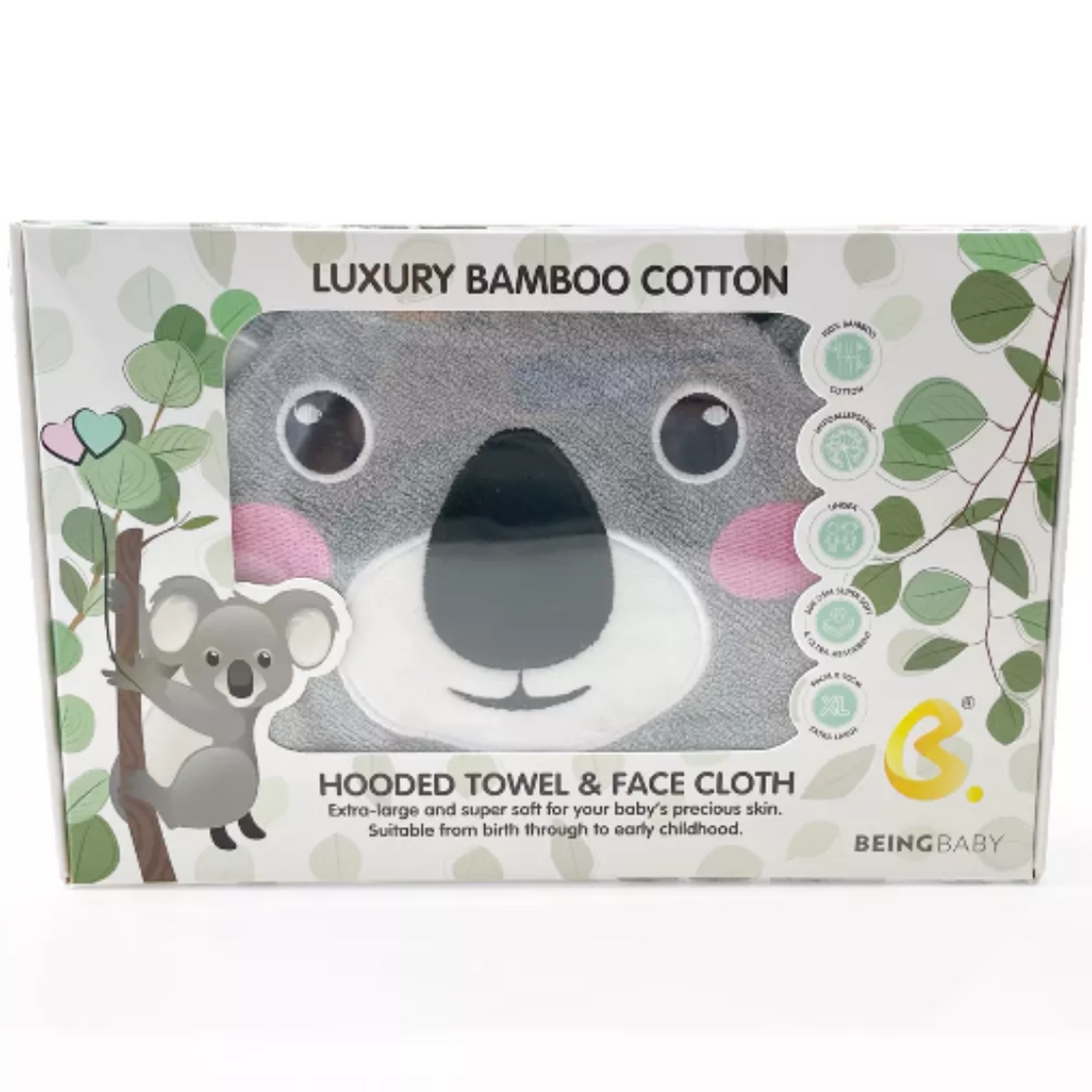 Luxury Hooded Koala Towel & Face Cloth Set