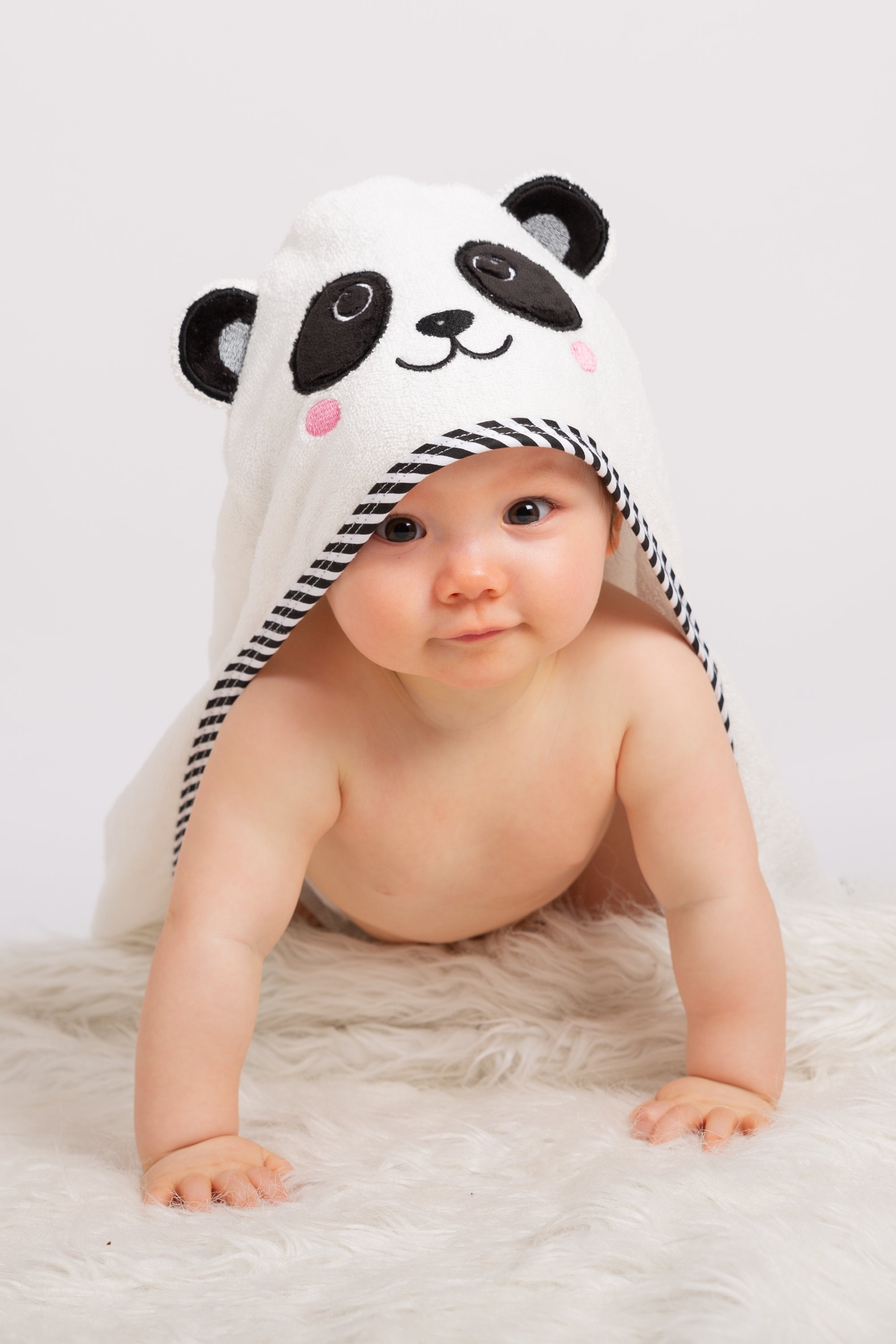 Luxury Bamboo Hooded Panda Baby Childrens Towel with Face cloth BeingBabyUK